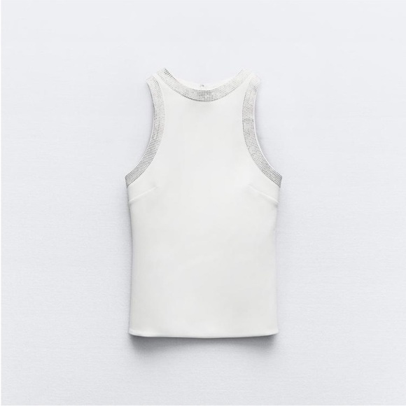 Zara White Tank Top with Silver Accents - Picture 4 of 4